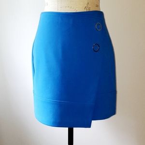 H&M Blue Asymmetrical Mini Skirt With Metal Ring Women Size 8